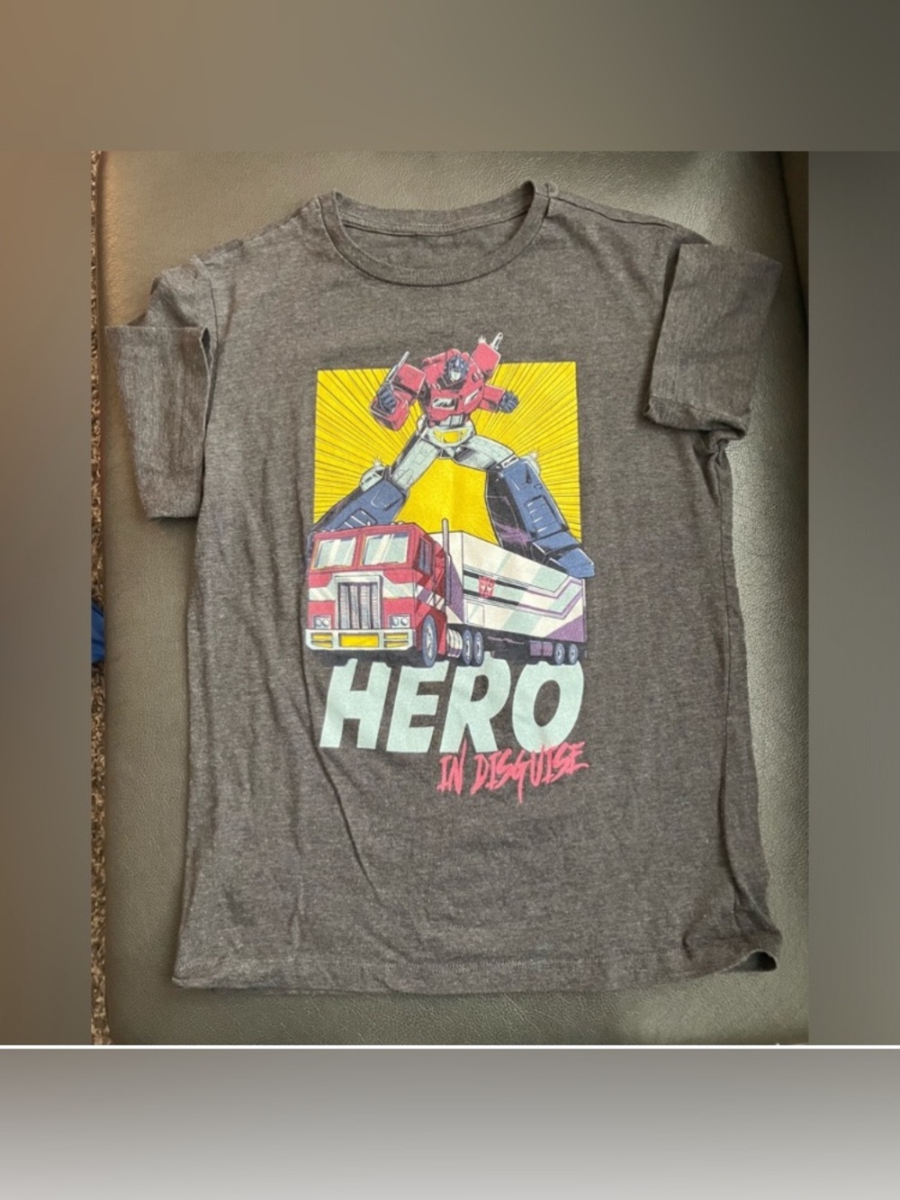 Transformers Hero in Disguise T-Shirt - Kids Boys Large Optimus Prime Robots